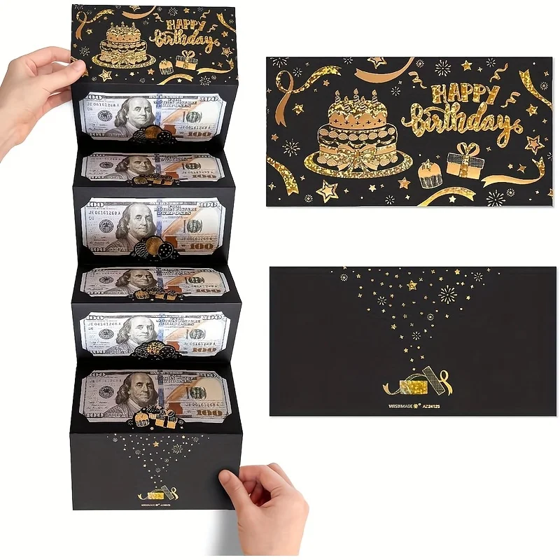 1 Stück Geburtstagsgeschenk-Geldbörse Grußkarte Kreative Geburtstags-Faltbare Geldumschläge Faltbarer Roter Umschlag Geburtstagsgeschenk-Umschlag