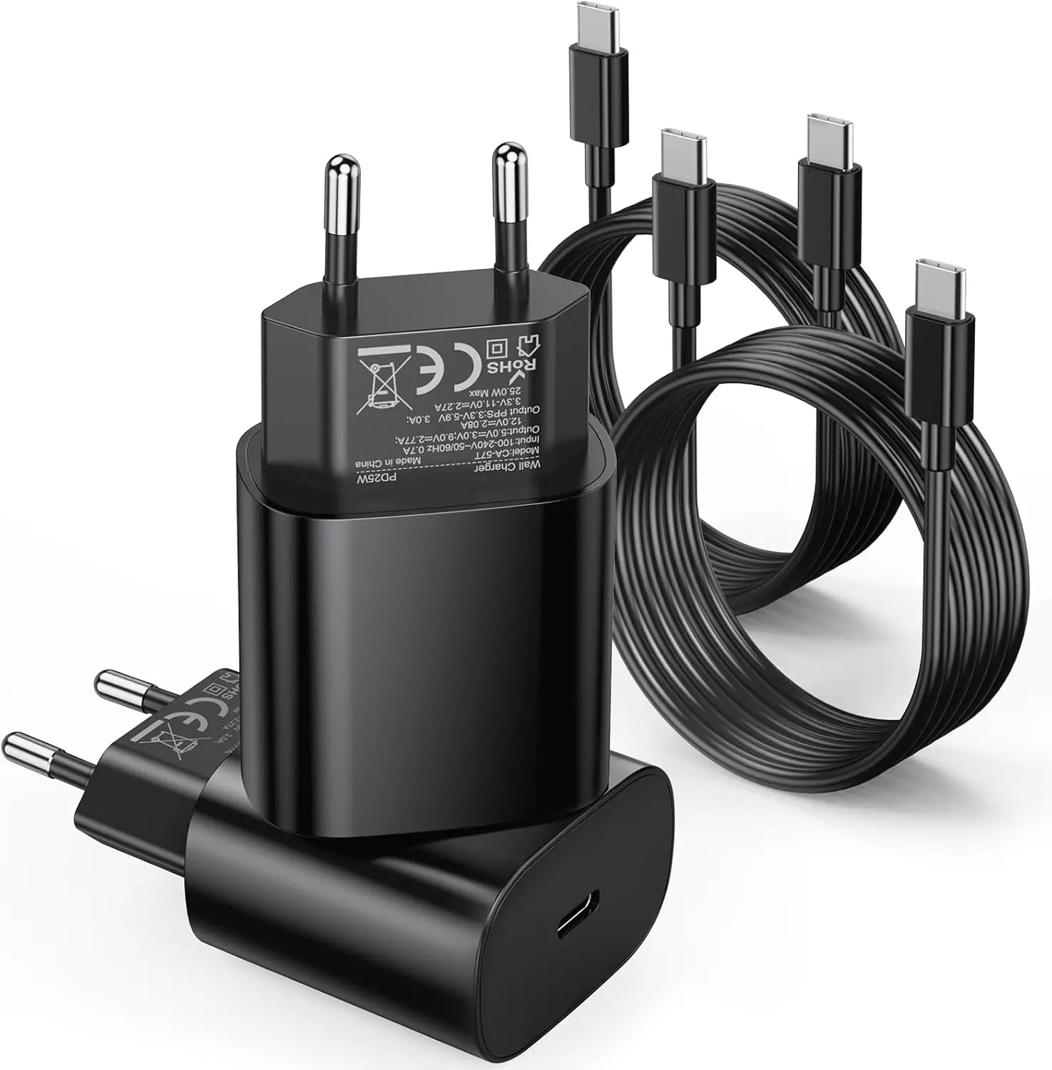 

Комплект из 2-х зарядных кабелей USB C для Samsung Galaxy S10 S20 S21 S23 S24 A51 A54A55 Z Fold/Fold Ultra