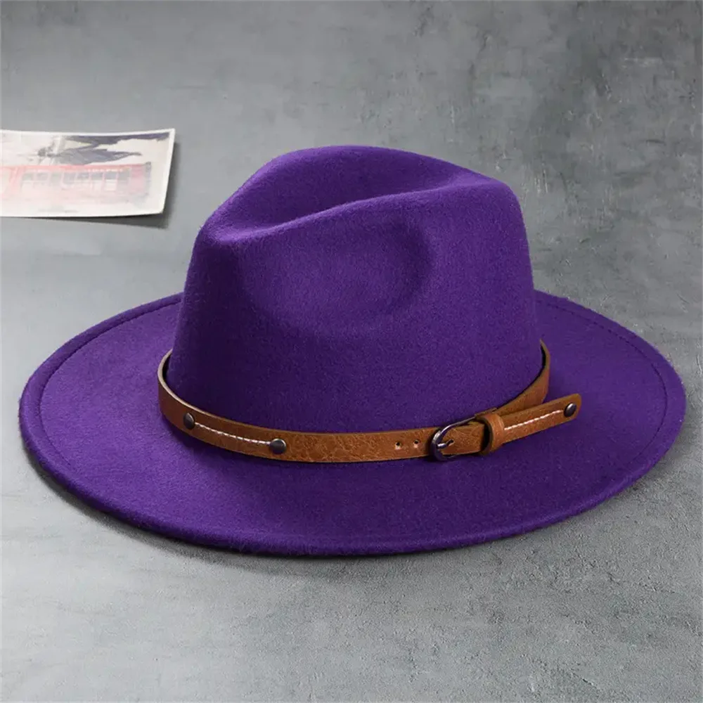 NEWWool Fedora Hut Für Frauen Männer Winter Herbst Mode Kirche Jazz Hüte Viking Britischen Flache Krempe Filz Hut Outdoor Casual Fedoras – Detail 20
