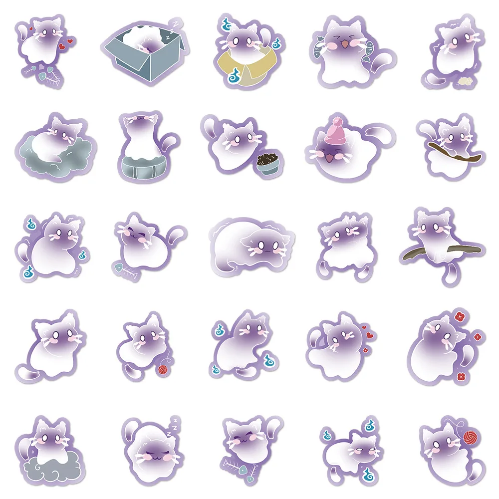 10/50 sztuk kreatywne naklejki z kotami Kawaii Cat Graffiti styl ducha zwierząt kreskówki naklejki Laptop telefon gitara naklejka rowerowa dla dzieci zabawki