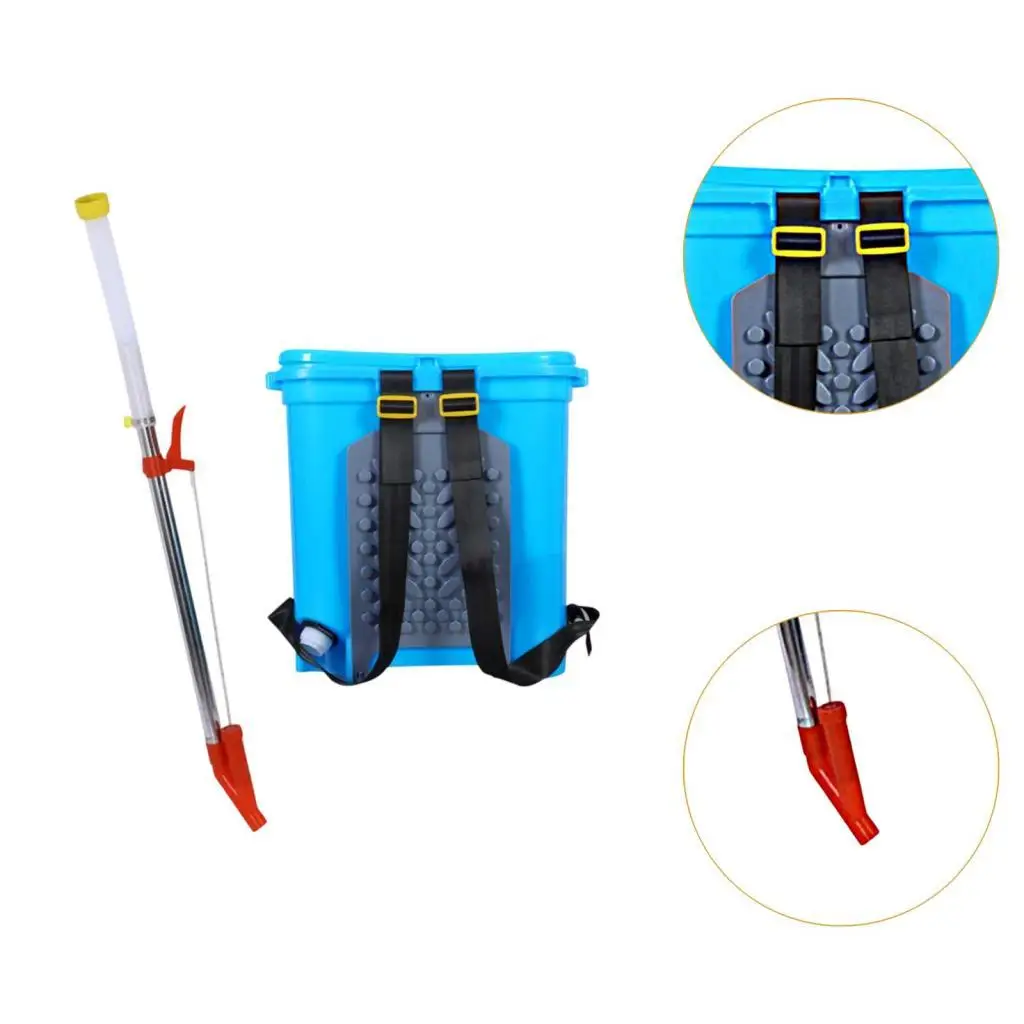 Manual Fertilizer Spreader with Back Carrying Bucket Ergonomic Handle Agricultural Fertilizing Tool for Corn Vegetables
