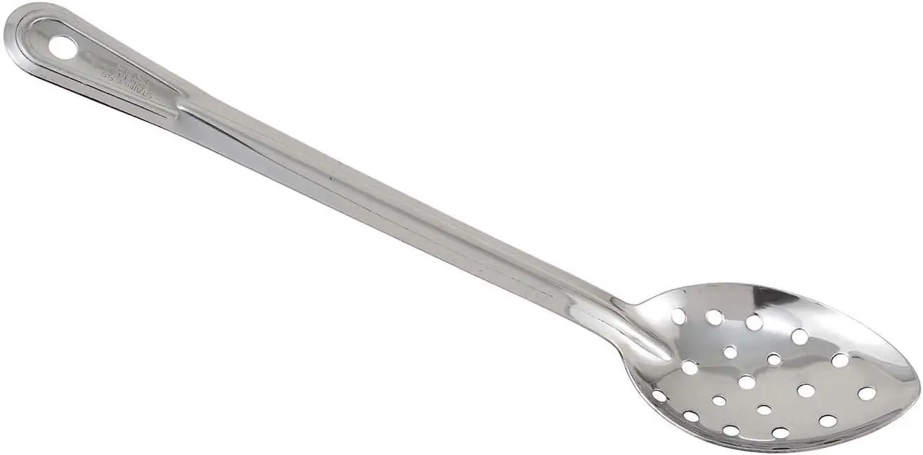 

Stainless Steel Perforated Basting Spoon, 15" Long Handle, Dishwasher Safe for Kitchen Use
