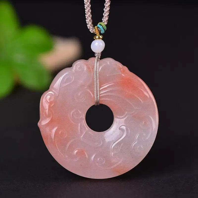 

Новый кулон из натурального золотого нефрита с резьбой в виде длинного дракона и цветка персика, украшение для подчеркивания темперамента, подарок