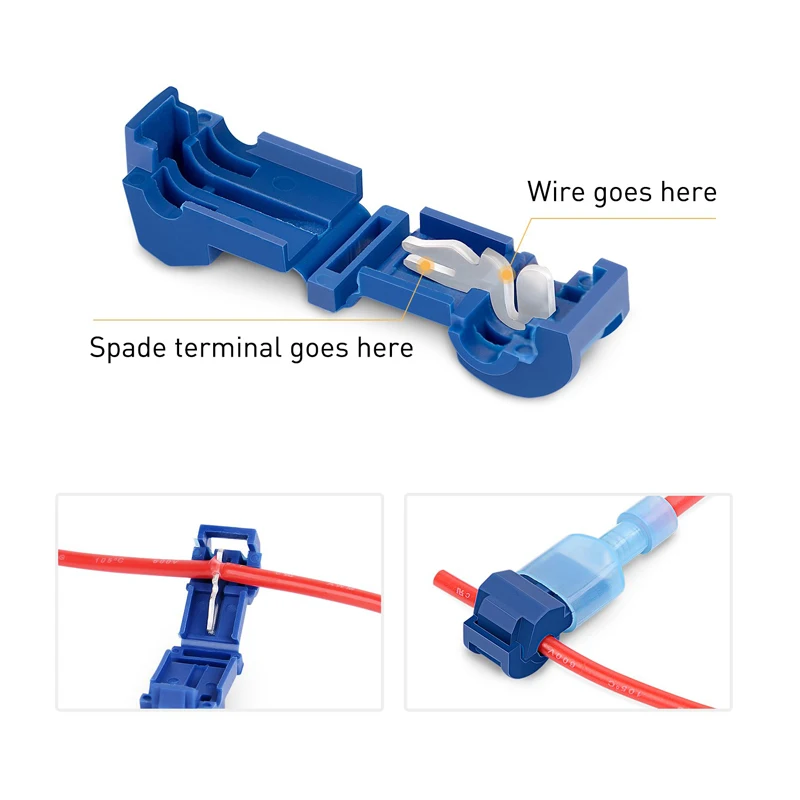 120/240PCS T-Tap Connector Quick Electrical Cable Connector Snap Splice Lock Wire Terminal Crimp Wire Terminal