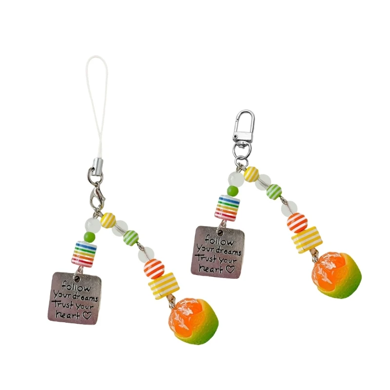 Lovely Orange Designs Sturdy Resin Bead Key Holder Accessory and Mobile Lanyard for Backpacks and Cameras Ornament C1FC