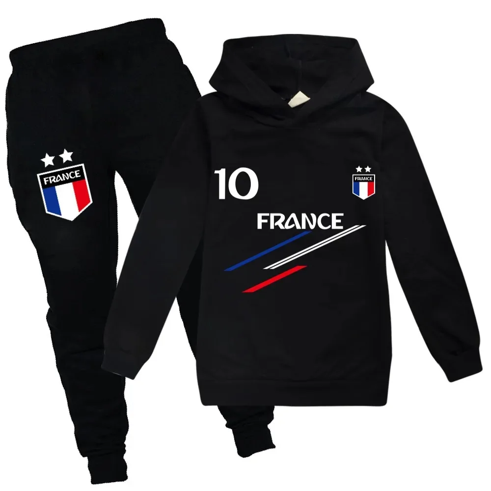 New Kids Clothes Baby Boys France Football 10 Tracuit Tops Pants 2PCS Children Boy Spring Autumn Outfits Girls Sets 2-15 Years