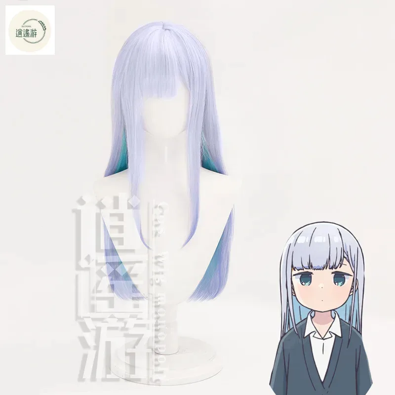 QQ34Aharen Reina Cos 75CM 그라디언트 듀얼 컬러 내열성 합성 머리 할로윈 파티 애니메이션 코스프레 가발 + 가발 모자