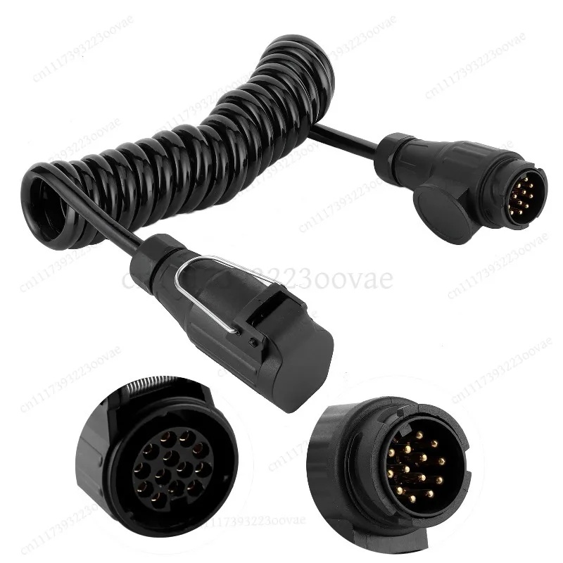 13Pin to 13Pin Trailer Plug Spring Extension Cord Caravan RV Trailer Wiring Adapter Cable
