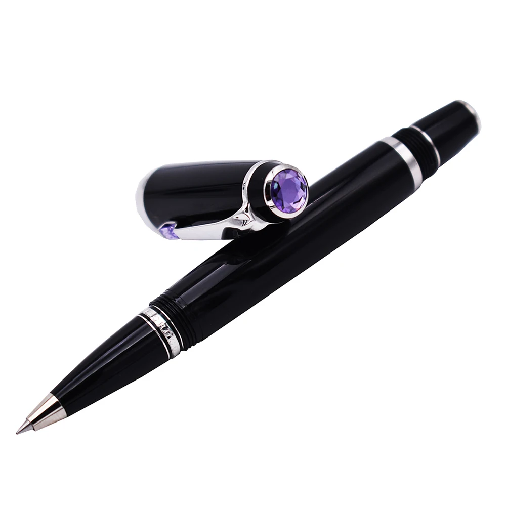 

Crocodile 2060 Resin Black Rollerball Pen Fine Point 0.5mm Sapphire on Top with Golden Clip Writing Gift Pen for Office Business