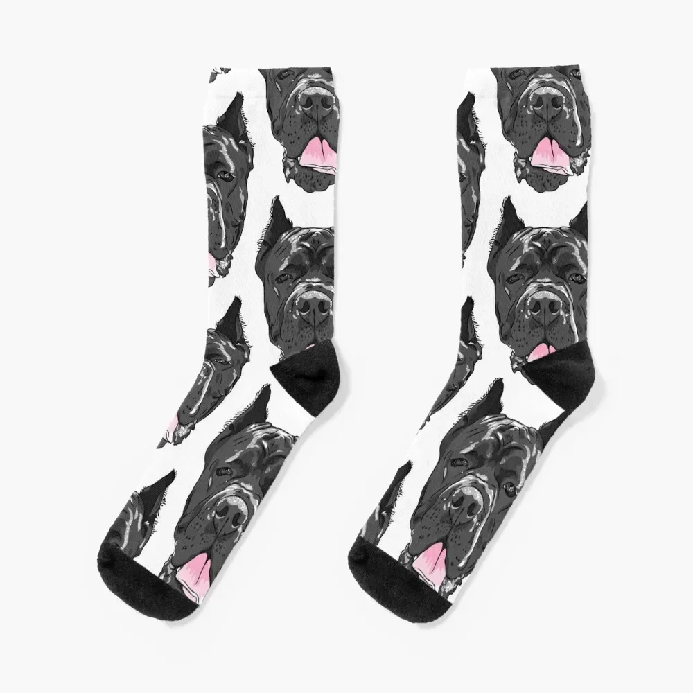 

Black cane corso italian dog breed head face portrait Socks Stockings soccer anti-slip Christmas FASHION Socks For Girls Men's