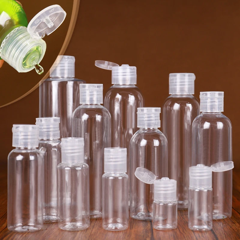 50pcs 20ml 30ml 50ml 100ml Plastic Squeeze Bottle with Flip Cap PET Lotion Shampoo Bottle Empty Cosmetic Sample Container Travel