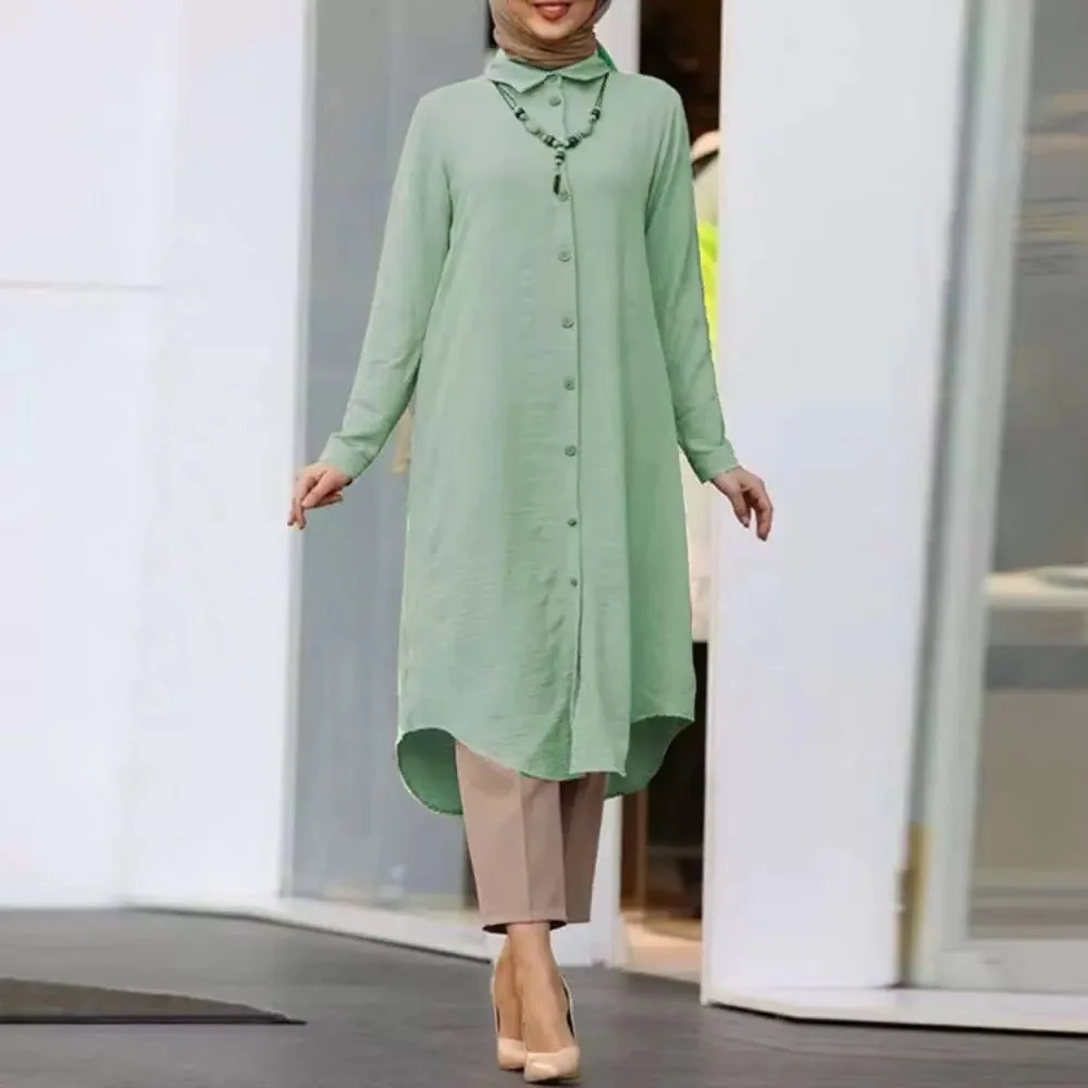 Vestidos Muslim Shirt Dress Women Jalabiya Single Breasted Long Robe Ramadan Morocco Dubai Abayas Kaftan Eid Arab Dresses