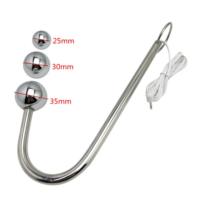 Stainless Steel Huge Electric Shock vibration Anal Hookanus Stimulation Buttplug Gspot Anal Beads Butt plug Sexshop 25/30/35mm