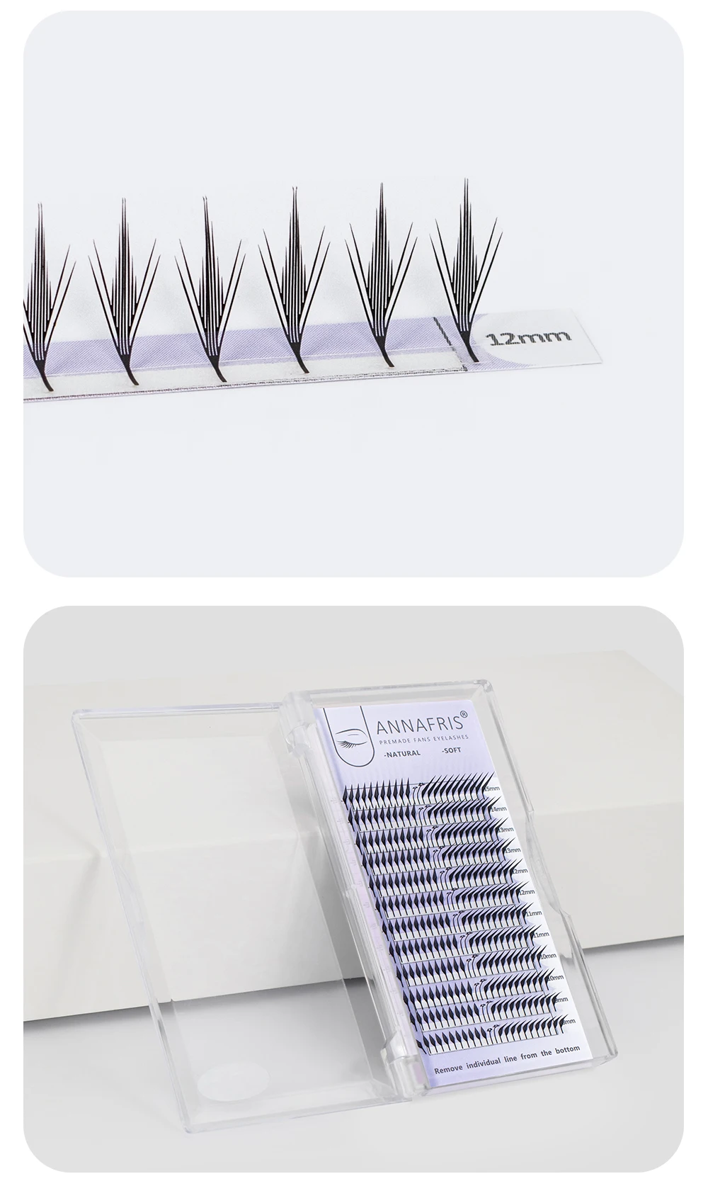 ANNAFRIS LU/M Curl Comic Spire Lashes Vorgefertigte Fächerwimpern Anime-Effekt Weiche Federwimpern Flatternde Wimpernverlängerungen – Detail 8