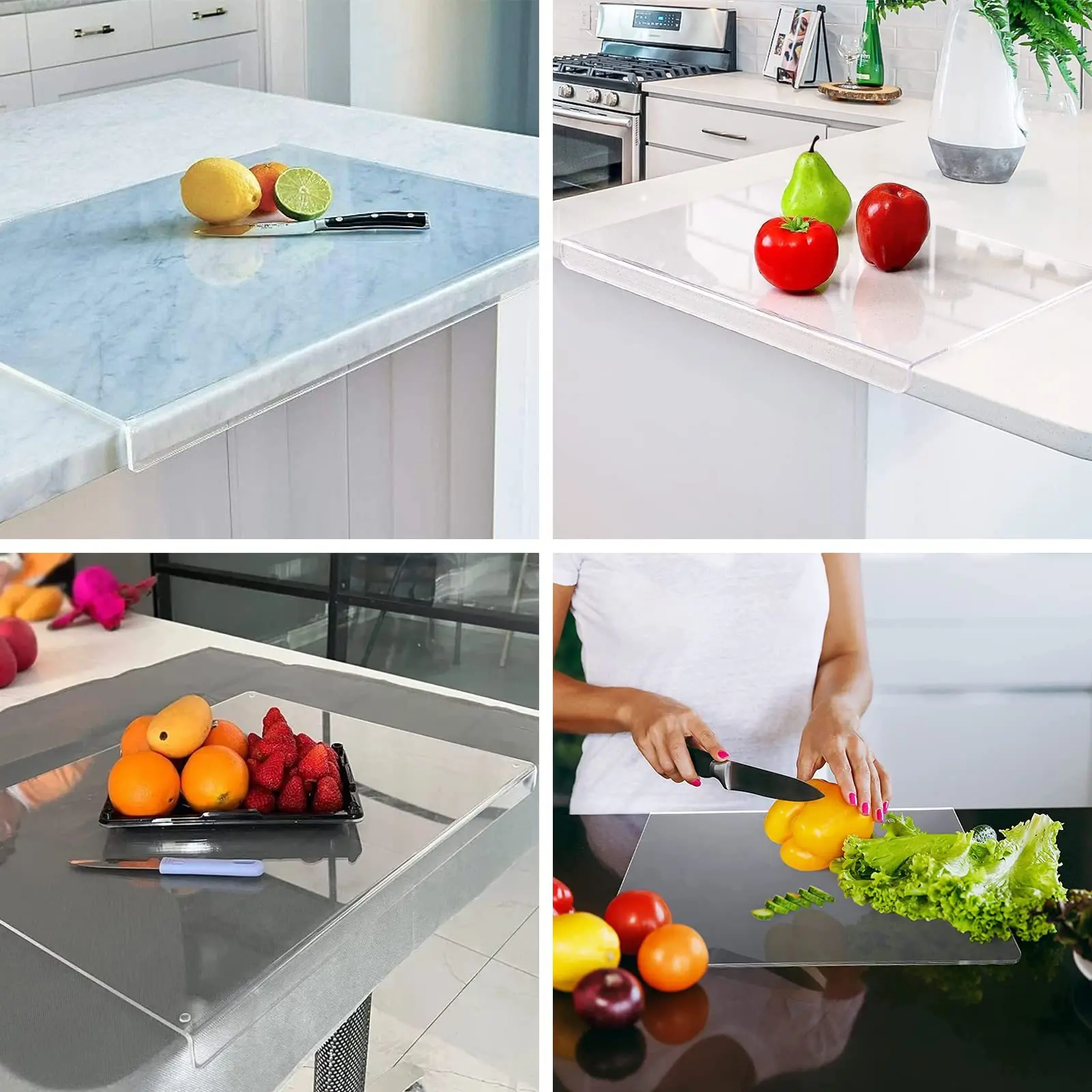

Acrylic Transparent Cutting Board With Lip Anti-slip Kitchen Cutting Chopping Boards Counter Countertop Protector Kitchen Gadget