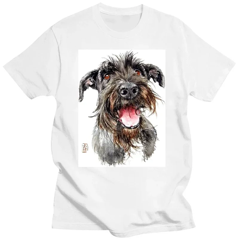 Dog Design Boy Casual Tops Cool Man White Tee Shirt Cute Schnauzer And Schultz Art Print T-Shirt Fashion Men Short Sleeve Funny