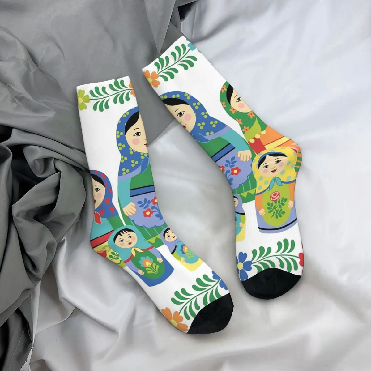 

All Seasons Crew Stockings Cartoon Russia Matryoshka Doll Socks Crazy Hip Hop Long Socks for Men Women Valentine's Day Gifts