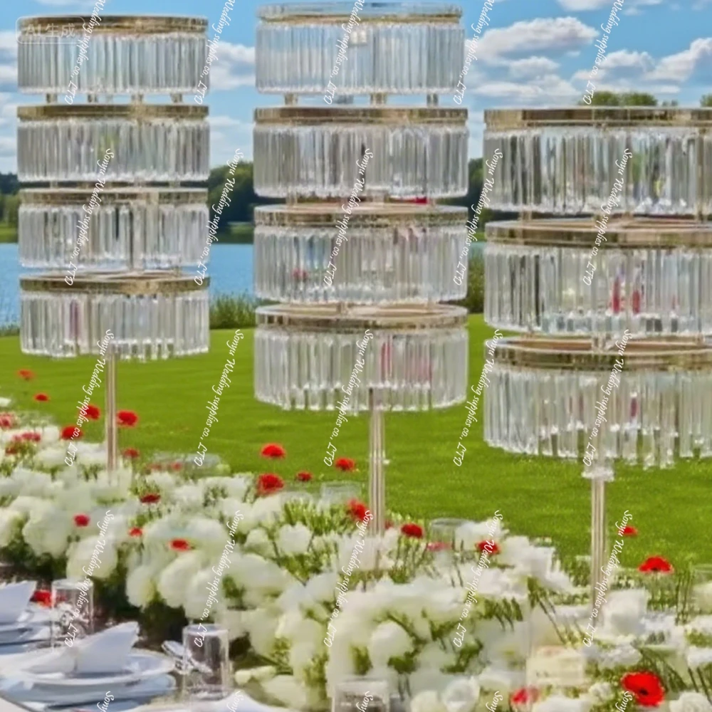 

80-130 см 2-6 шт. f30 металлический кристалл акриловый кулон событие Декор для вечеринки реквизит высокий золотой, серебряный цветок подставка фон стенд канделябры