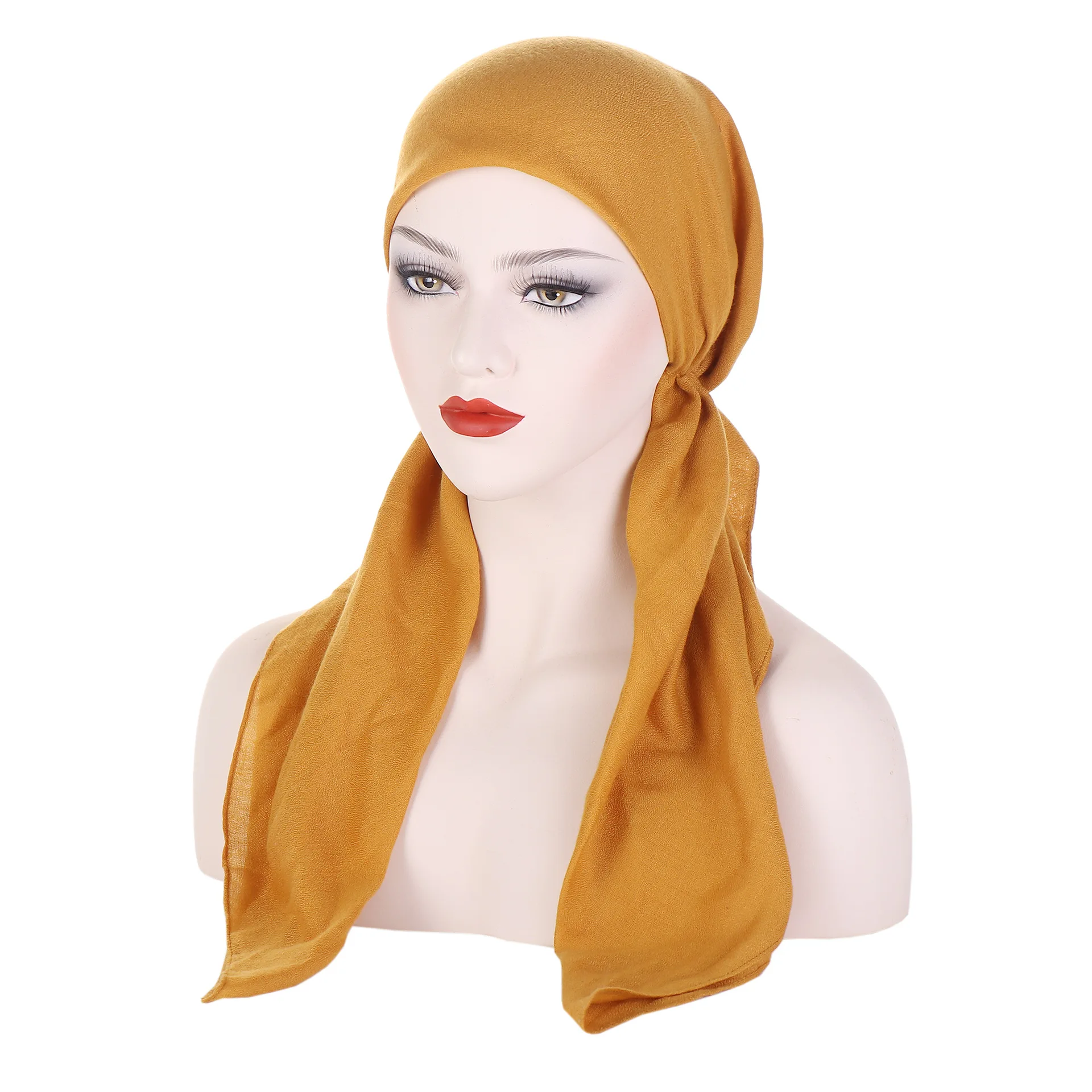 Cappello con foulard in cotone e lino Un versatile cappello a coda lunga a forma di arco per l'uso quotidiano da donna durante le quattro stagioni