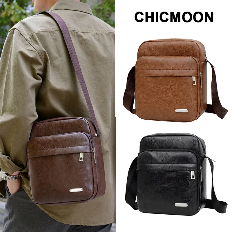 Brand Designer Men's Durable Shoulder Bag High Quality Pu Leather Cross Body Sling Bags Travel Crossbody Fashion Pack for Male