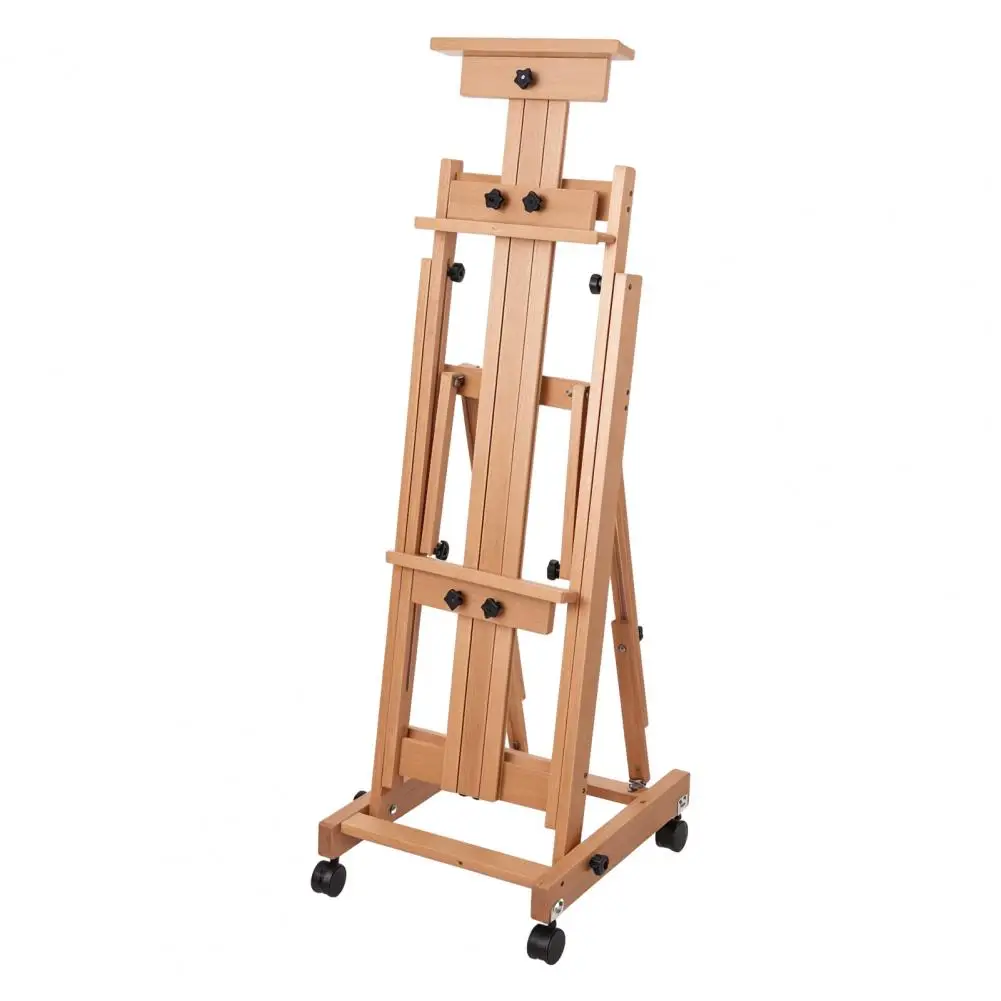 H Frame Easel, Multi-Function Studio Easel, Solid Beech Wood Easel, Height Adjustable Painting Canvas Holder Stand,Tilts Flat Ar