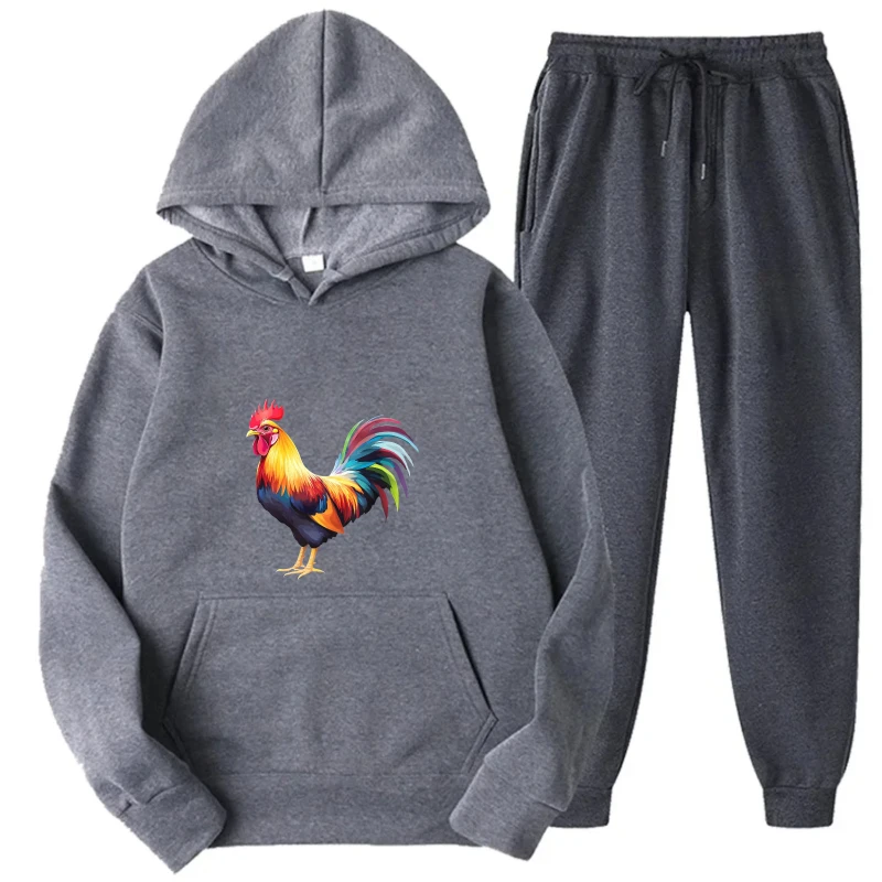 طقم هوديي سويت شيرت مطبوع عليه رائد فضاء رمادي وملابس ركض كاجوال للرجال والنساء ملابس ترفيهية في الهواء الطلق