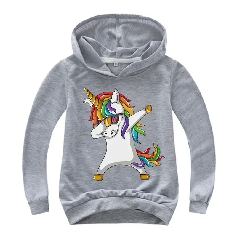 Children Clothing Coat Unicorn Cartoon Hoodie Boys Girls Tops Toddler 3-12 Year Printing Hoodie Spring Black Red Sweatshirr