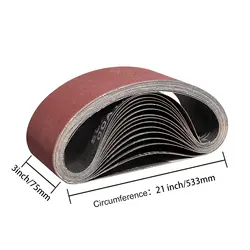 15PC 3 x 21 Inch Sanding Belts 40-1000 Grits 75x533mm Sander Belts for Belt Sander, Best for Sanding Wood,Metal and Paint