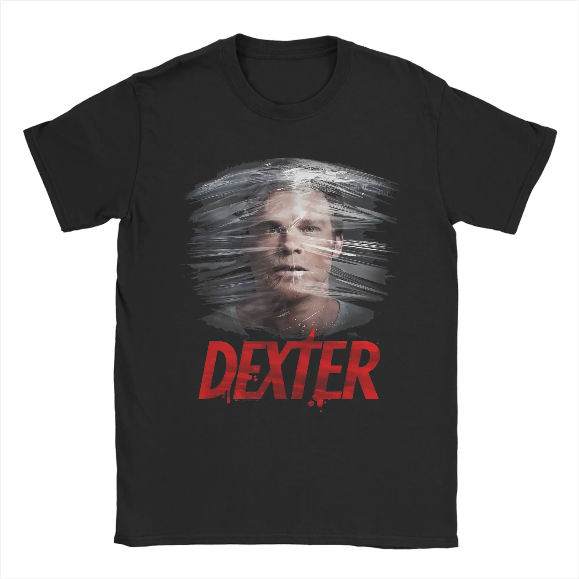 Men Dexter Morgan Plastic Wrap T Shirts Forensic TV Series Cotton merchandise Vintage Short Sleeve Round Collar Tees T-Shirts