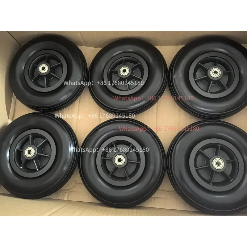 8 inch 200x50, plastic PU solid tire front wheel, 57mm shaft height, with bearing bushing