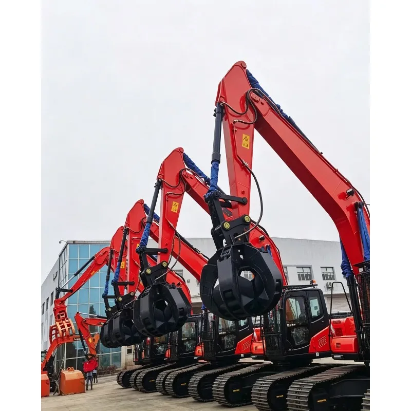 Heavy Duty Hydraulic 5-Tine Rotating Lotus Grapple for Excavator (6-63 Ton) - Scrap & Wood Handling 5‑finger Orange‑peel Grapple