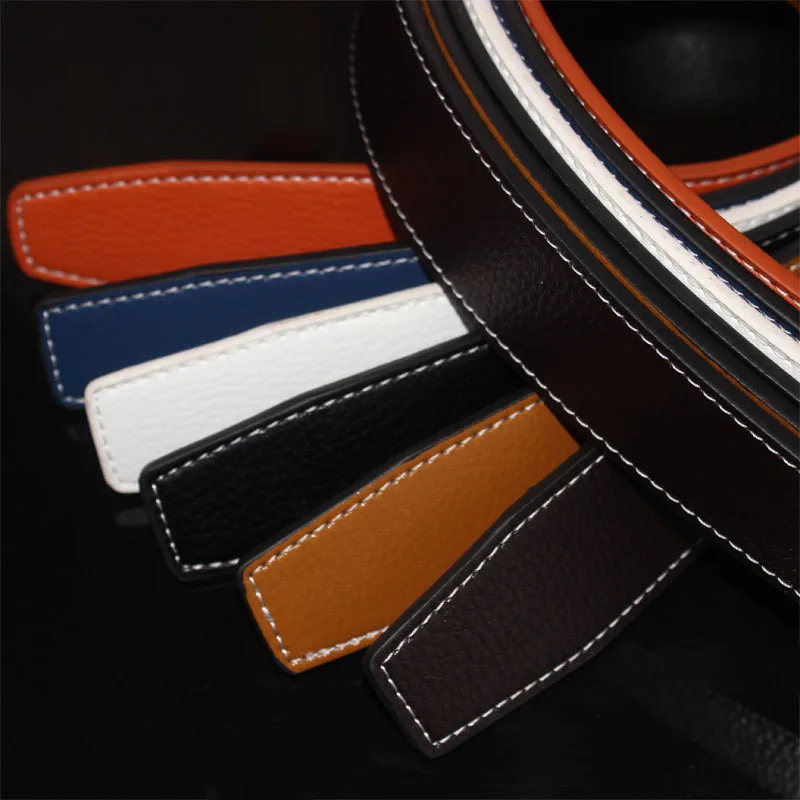 

New Leather Smooth Buckle 3.7 Belt Body 3.3 Stylish Men's And Women's Construction Site Office Jeans Belt Strap Without Buckle