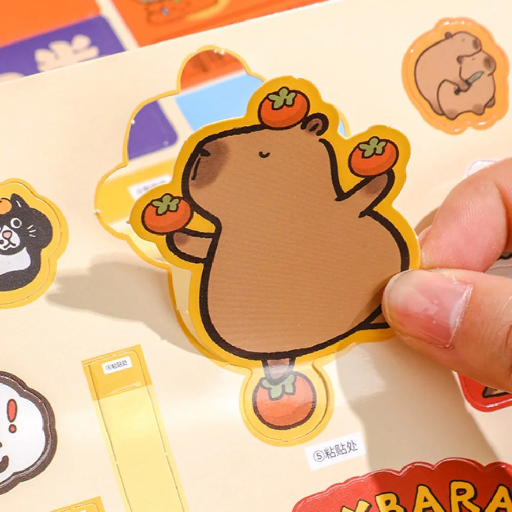 Cute Kawaii Anime Activity Books Capybara Cartoon Sticker Book No Clipping DIY Quiet Book Toys Kids