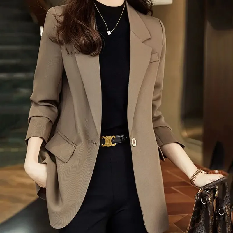 New Korean Chic Blazer Women Black Suit Long Sleeve Autumn Women\'s Jacket Office Ladies Coat Slim Blazer Femme Solid Brand