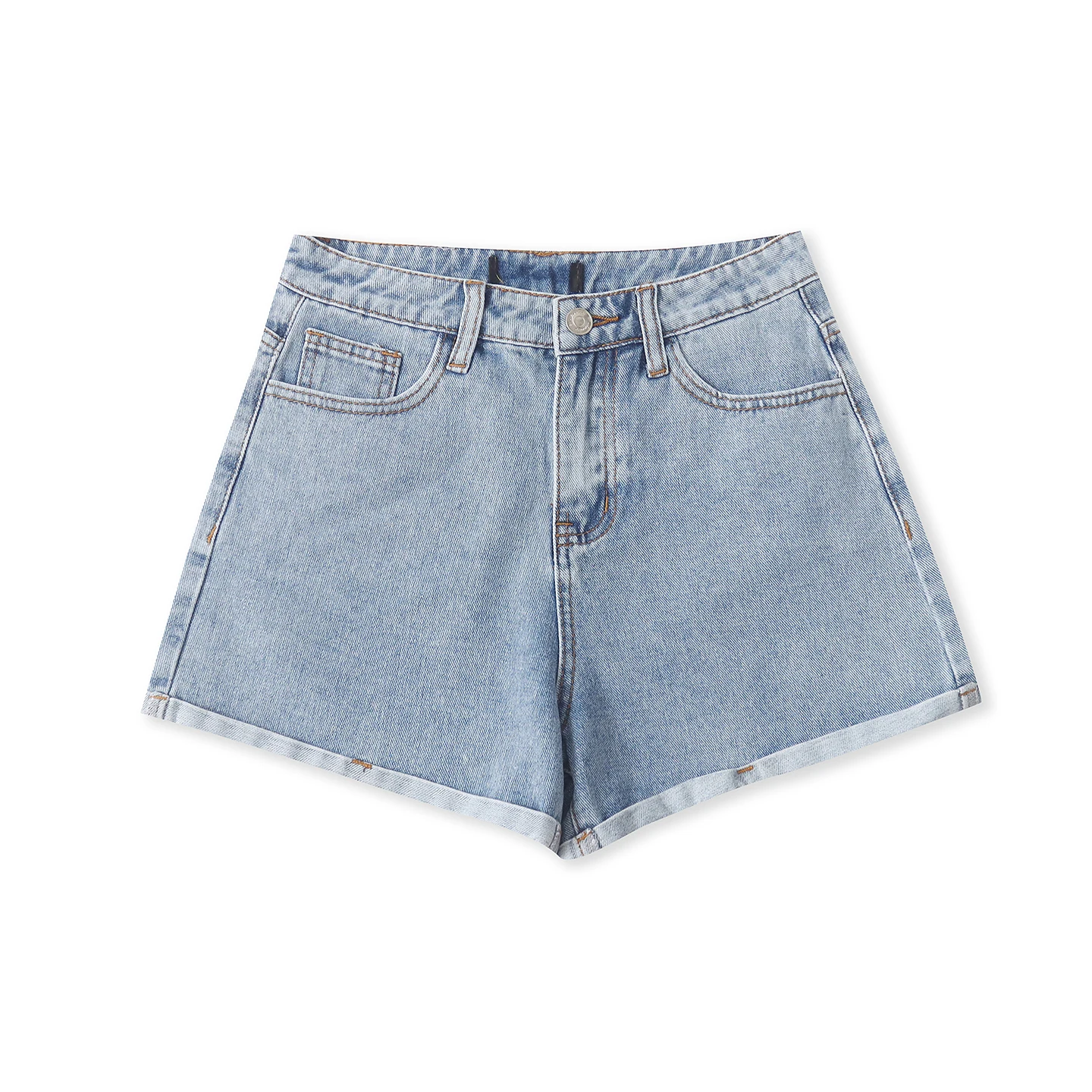 Fashionable Washed Denim Shorts Women's Casual Multi-pocket Slim Fit Cuffed Summer New Style Versatile Short Pants