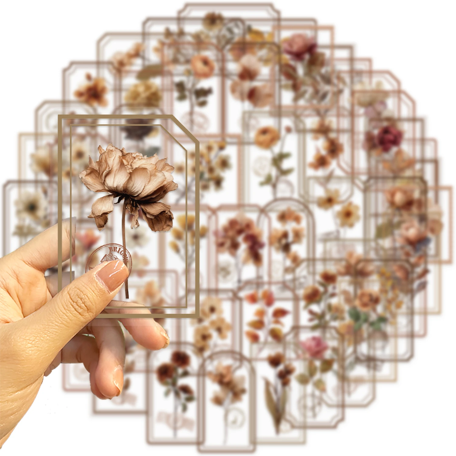 50 قطعة من ملصقات الحيوانات الأليفة الإبداعية ذات الأزهار الرجعية على الوجهين DIY حافظات الهاتف المزخرفة والمكاتب والخوذات وملصق الهدايا المقاوم للماء