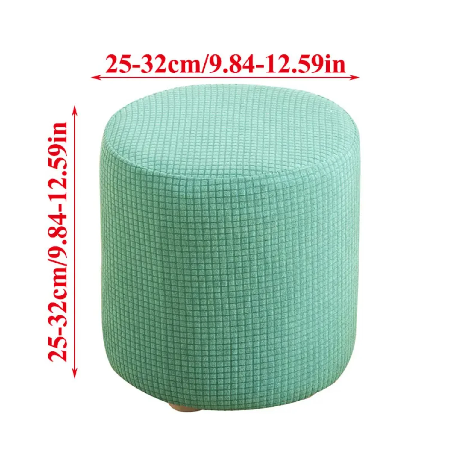 Housse de repose-pieds de forme ronde, housse de siège, coussin de chaise, en Polyester, élastique, à carreaux, pouf, pour salon