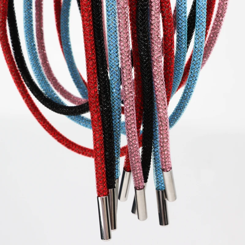 Glitter Shoe Laces Rhinestone Rope Replacemen Colorful Round Bling Shiny Net for Shoes Clothes Sweatpants Shorts Hoodies Bags