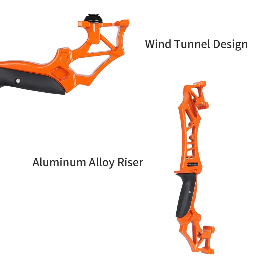 Imagem -03 - Arco de Tiro com Arco Recurvo Tiro Derrubar Arco 20 30 40 50lbs Laranja Preto Arco de Pesca ao ar Livre Arco de Mão Direita Arco Reto