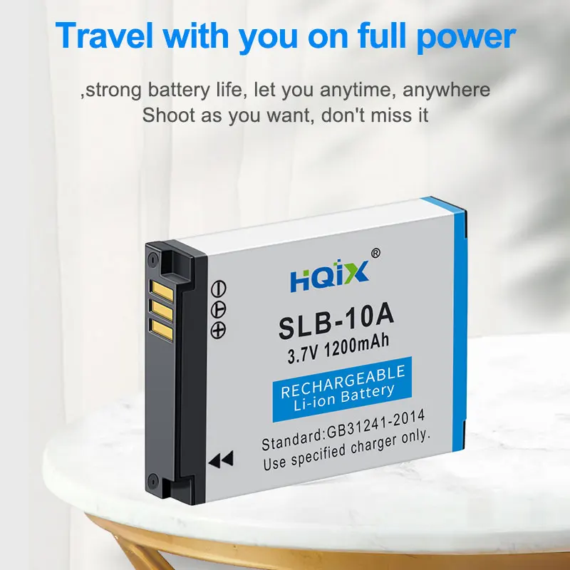 HQIX for Samsung ES55 ES60 EX2F WB750 WB800F WB850F WB1100F WB2100 Camera SLB-10A Dual Charger Battery