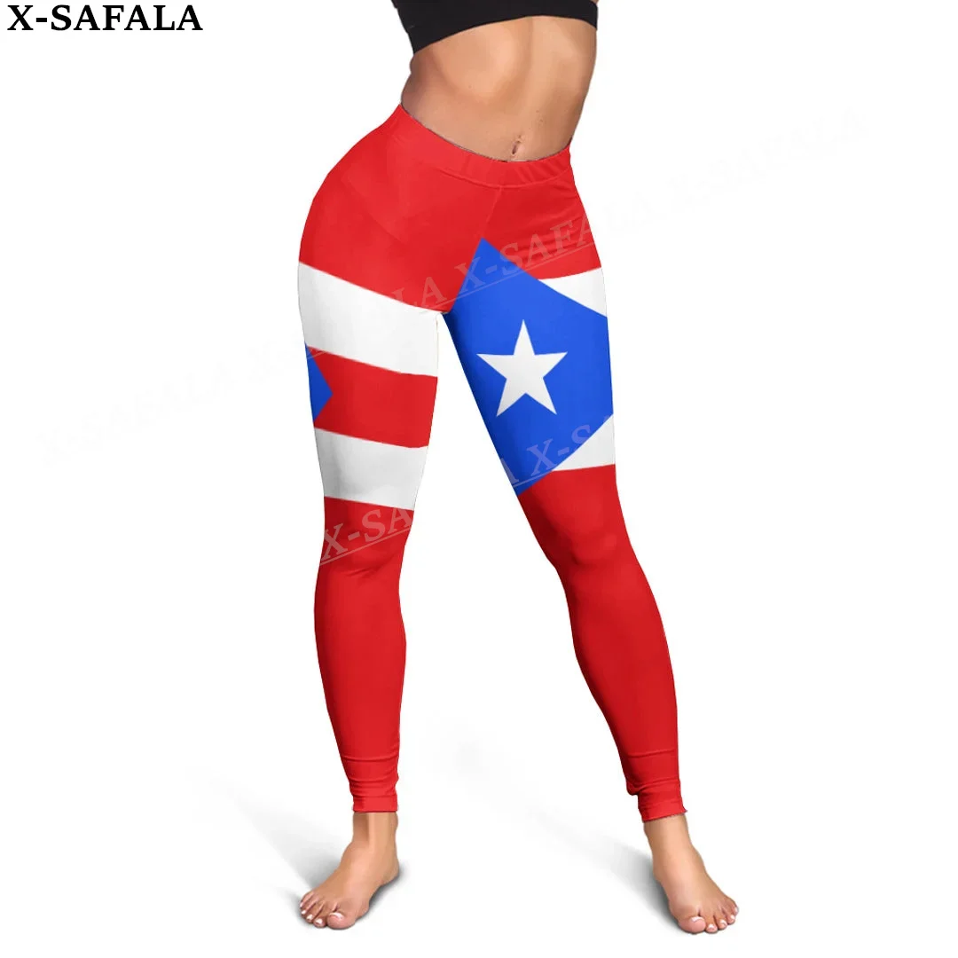 Puerto Rico Coat Of Arms Love Country Leggings 3D Print Women Yoga Girl Stretch GYM Slim High Waist Legging Summer Sports-1