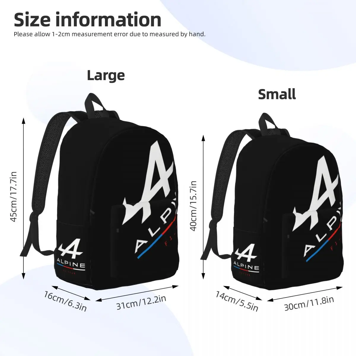 Racing Team Kindergarten Bag Alpine f1 College Student Casual High School Gift Large Capacity Schoolbag