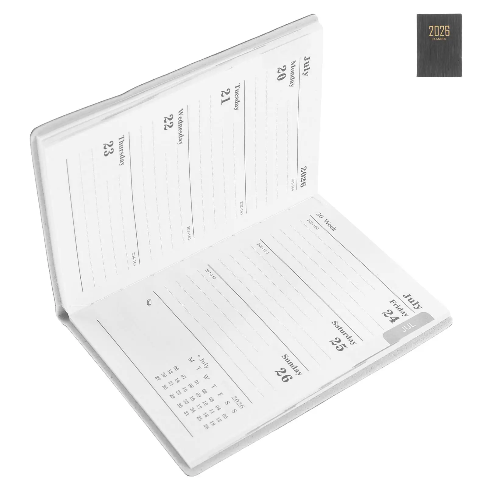 

Mini Schedule Notepad Pocket Notebook Black Small Monthly Planner Travel Daily Agenda Book Thick Paper Smooth Cover Portable