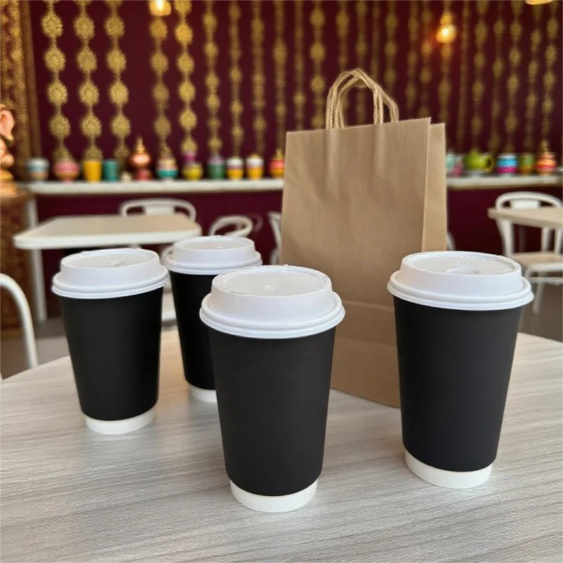 custom.Enten Biodegradable Pla Paper Cup Double Single Wall Pe Coating 12oz to Go Disposable Coffee Paper Cups with Lids