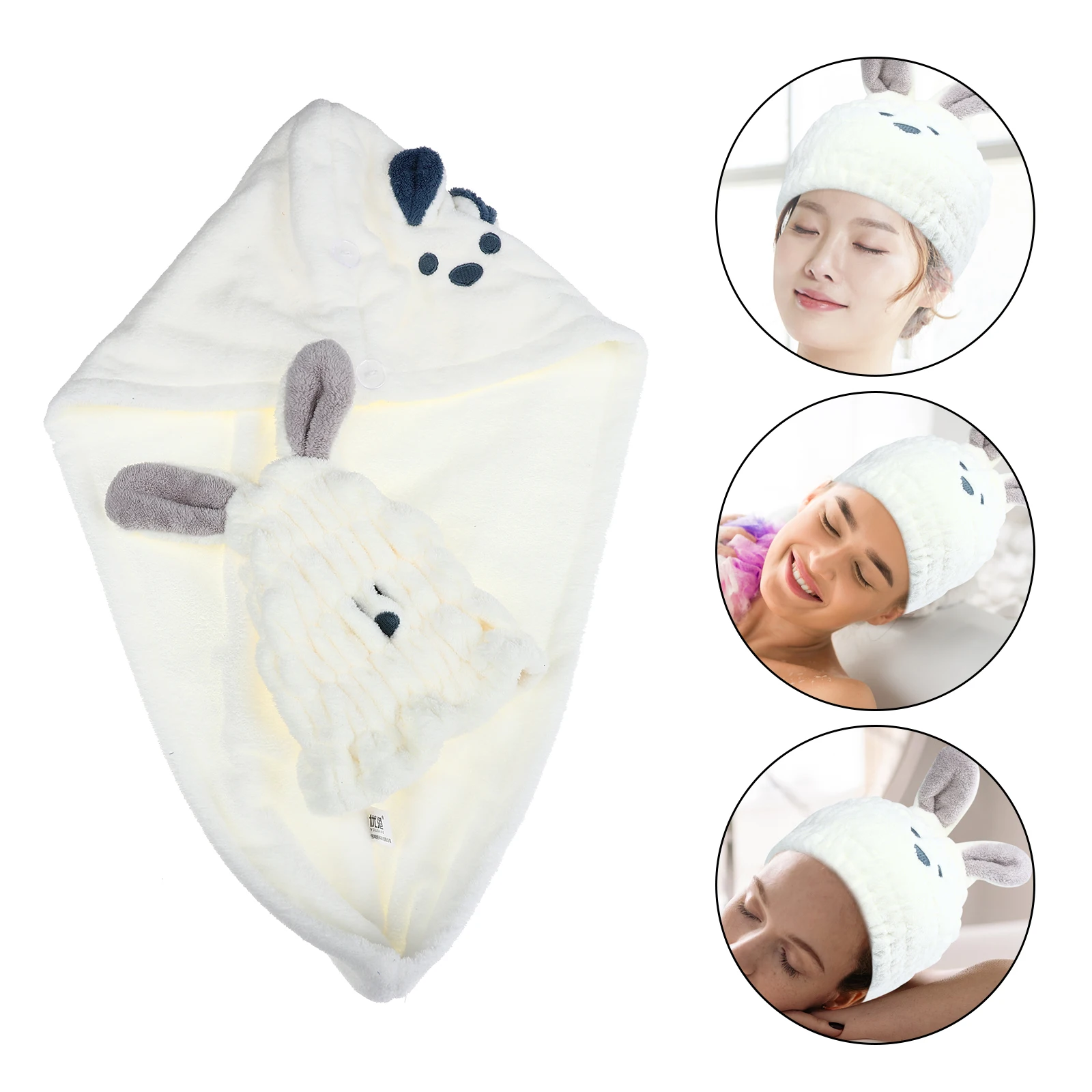 

2Pcs Hair Towel Turban Thick Microfiber Quick Dry Bath Towels for Women Kids White Parent child Set Long Hair Wraps