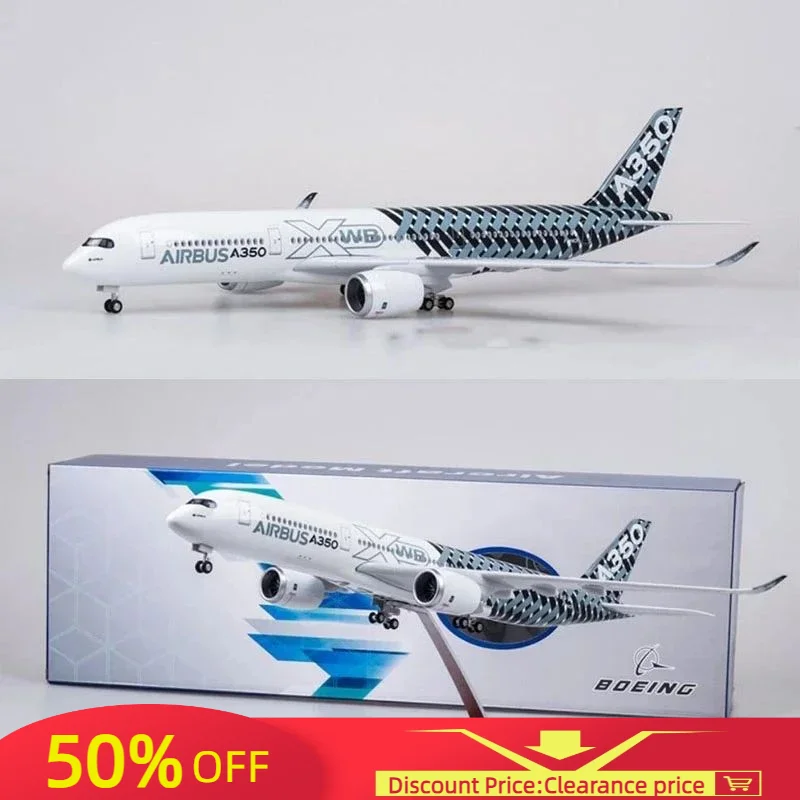 

Resin Plane 47CM 1/142 Scale Airplane Airbus A350 Prototype XWB Airline Plane Model W Light Wheel Diecast Plastic For Collection