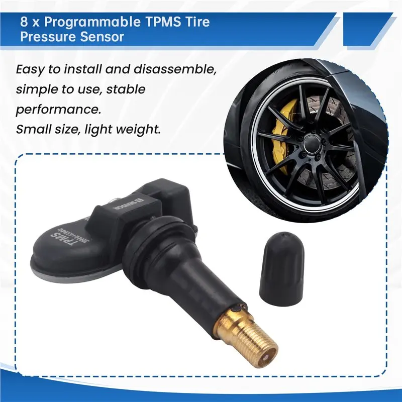 High-Quality 8Pcs Programmable MX Sensor 315MHZ+433Mhz 2 In 1 Tire Pressure Sensor Monitor System Universal Editable TPMS Tool-A