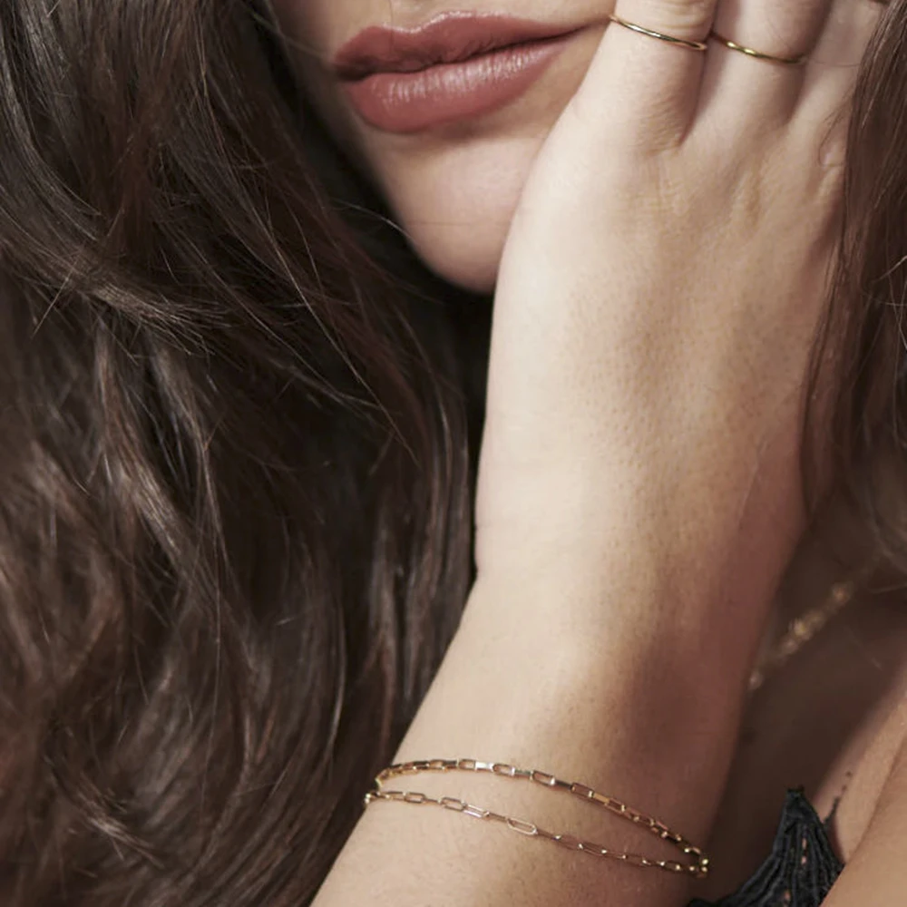 Bracelets Gold Women's Hand Bracelets Handmade Water-proof Hypoallergenic Rust-proof Box Chain Bangles Bracelets Woman Jewelry