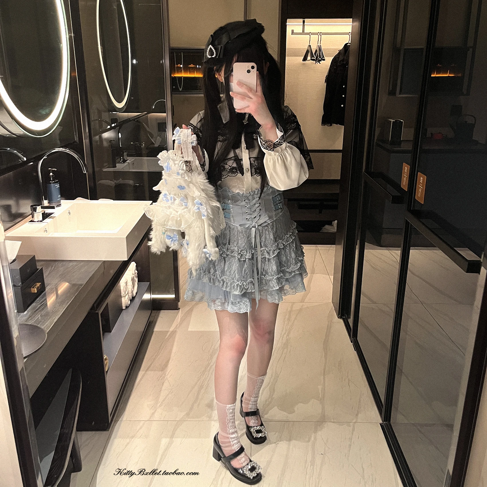 Japanese Mine Style Lace Splicing Short Skirts High Waist Lace-up A-line Heart Leather Buckle Sweet Versatile Mini Skirt Women