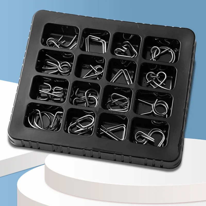 16 Teile/satz Metall Draht Puzzle Geist Magie Denksportaufgaben Entwirrung Puzzles Spiel Spielzeug für Erwachsene Kinder